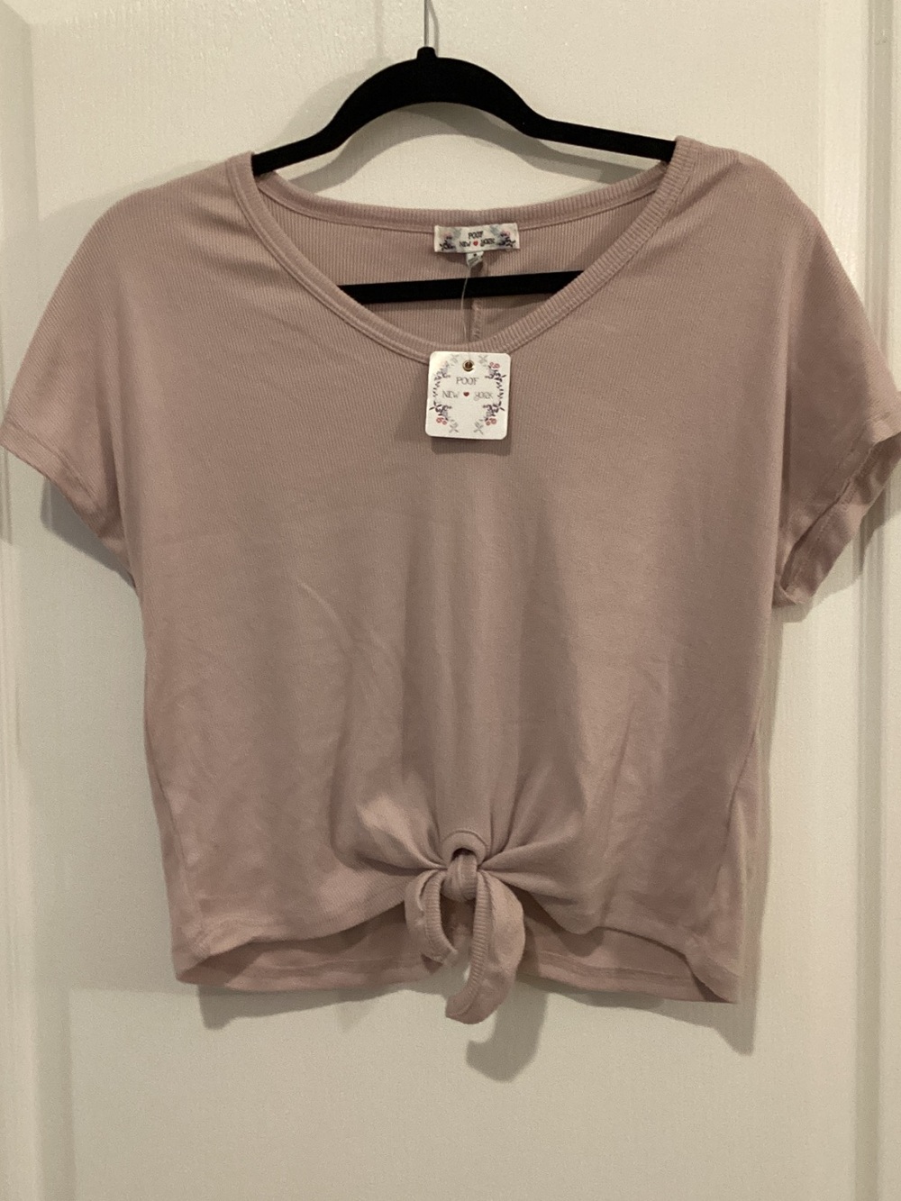 Knot-Front Scoop Neck Crop Top - Dusty Rose